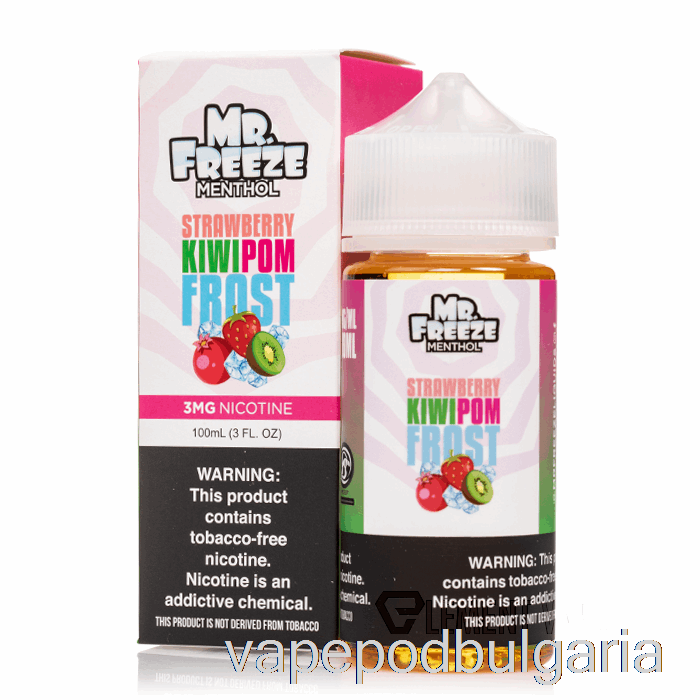 Vape 10000 Дръпки Strawberry Kiwi Pom Frost - Mr Freeze - 100ml 3mg